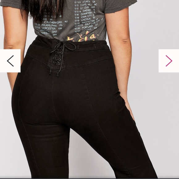 CRVY Super High-Rise Lace-Up Flare Jeans Pants - Picture 3 of 8